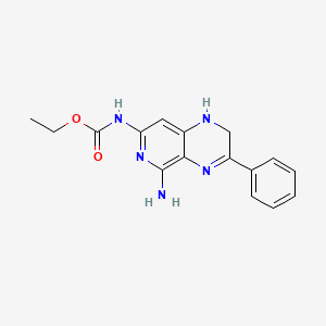 Carbamic acid, 5-amino-1,2-dihydro-3-phenylpyrido(3,4-b)pyrazin-7-yl-, ethyl ester