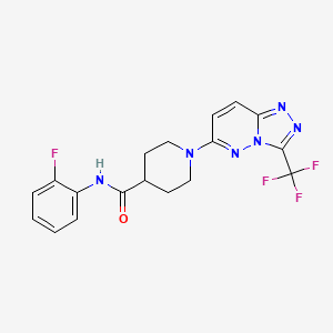 molecular formula C18H16F4N6O B12183126 N-(2-fluorophenyl)-1-[3-(trifluoromethyl)[1,2,4]triazolo[4,3-b]pyridazin-6-yl]piperidine-4-carboxamide 