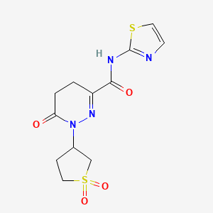 molecular formula C12H14N4O4S2 B12183165 1-(1,1-dioxidotetrahydrothiophen-3-yl)-6-oxo-N-(1,3-thiazol-2-yl)-1,4,5,6-tetrahydropyridazine-3-carboxamide 