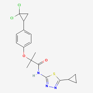 molecular formula C18H19Cl2N3O2S B12183183 N-(5-cyclopropyl-1,3,4-thiadiazol-2-yl)-2-[4-(2,2-dichlorocyclopropyl)phenoxy]-2-methylpropanamide 