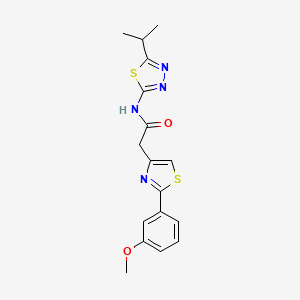 molecular formula C17H18N4O2S2 B12183185 2-[2-(3-methoxyphenyl)-1,3-thiazol-4-yl]-N-[(2E)-5-(propan-2-yl)-1,3,4-thiadiazol-2(3H)-ylidene]acetamide 