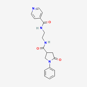 molecular formula C19H20N4O3 B12183212 N-(2-{[(5-oxo-1-phenylpyrrolidin-3-yl)carbonyl]amino}ethyl)pyridine-4-carboxamide 