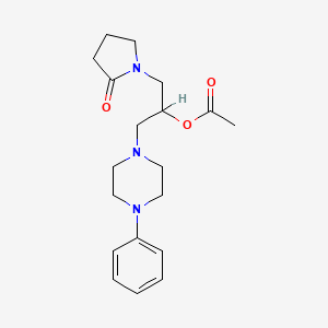 molecular formula C19H27N3O3 B1218324 1-(2-Acetoxy-3-(4-phenyl-1-piperazinyl)propyl)pyrrolidin-2-one CAS No. 170653-88-0