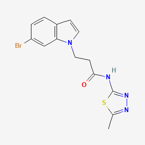 molecular formula C14H13BrN4OS B12183259 3-(6-bromo-1H-indol-1-yl)-N-(5-methyl-1,3,4-thiadiazol-2-yl)propanamide 