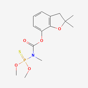 molecular formula C14H20NO5PS B1218327 2,2-Dimethyl-2,3-dihydrobenzofuranyl-7-N-dimethoxyphosphinothioyl-N-methylcarbamate CAS No. 28789-80-2