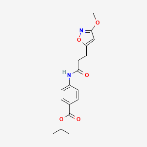 molecular formula C17H20N2O5 B12183392 Propan-2-yl 4-{[3-(3-methoxy-1,2-oxazol-5-yl)propanoyl]amino}benzoate 
