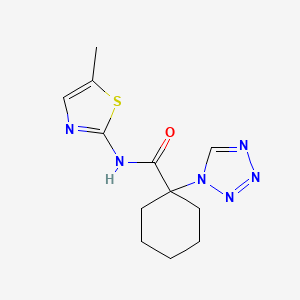 molecular formula C12H16N6OS B12183415 N-(5-methyl-1,3-thiazol-2-yl)-1-(1H-tetrazol-1-yl)cyclohexanecarboxamide 