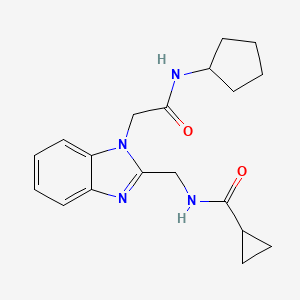 molecular formula C19H24N4O2 B12183431 N-({1-[(cyclopentylcarbamoyl)methyl]-1H-1,3-benzodiazol-2-yl}methyl)cyclopropanecarboxamide 