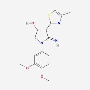 molecular formula C16H17N3O3S B12183440 1-(3,4-dimethoxyphenyl)-5-imino-4-(4-methyl-1,3-thiazol-2-yl)-2,5-dihydro-1H-pyrrol-3-ol 