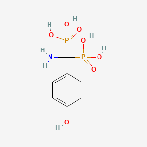 molecular formula C7H11NO7P2 B1218348 alpha-Amino-(4-hydroxybenzylidene)diphosphonate CAS No. 73332-33-9