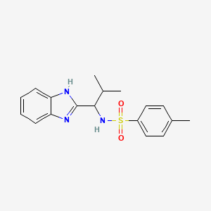 molecular formula C18H21N3O2S B12183645 N-[1-(1H-benzimidazol-2-yl)-2-methylpropyl]-4-methylbenzenesulfonamide 