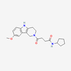 molecular formula C21H27N3O3 B12183681 N-cyclopentyl-4-(8-methoxy-1,3,4,5-tetrahydro-2H-pyrido[4,3-b]indol-2-yl)-4-oxobutanamide 