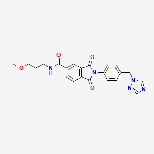 molecular formula C22H21N5O4 B12183748 N-(3-methoxypropyl)-1,3-dioxo-2-[4-(1H-1,2,4-triazol-1-ylmethyl)phenyl]-2,3-dihydro-1H-isoindole-5-carboxamide 