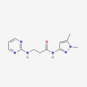 molecular formula C12H16N6O B12183797 N-(1,5-dimethyl-1H-pyrazol-3-yl)-N~3~-pyrimidin-2-yl-beta-alaninamide 