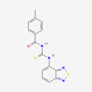 molecular formula C15H12N4OS2 B1218383 N-[(2,1,3-benzothiadiazol-4-ylamino)-sulfanylidenemethyl]-4-methylbenzamide 