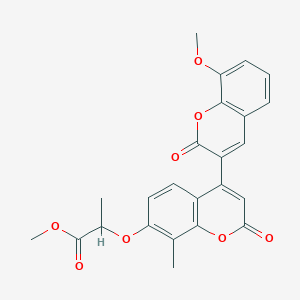 molecular formula C24H20O8 B12183855 methyl 2-[(8-methoxy-8'-methyl-2,2'-dioxo-2H,2'H-3,4'-bichromen-7'-yl)oxy]propanoate 