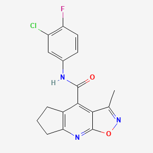 molecular formula C17H13ClFN3O2 B12183885 N-(3-chloro-4-fluorophenyl)-3-methyl-6,7-dihydro-5H-cyclopenta[b][1,2]oxazolo[4,5-e]pyridine-4-carboxamide 