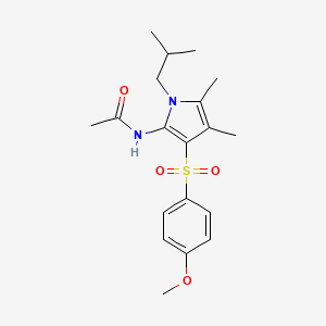 molecular formula C19H26N2O4S B12183940 N-{3-[(4-methoxyphenyl)sulfonyl]-4,5-dimethyl-1-(2-methylpropyl)-1H-pyrrol-2-yl}acetamide 