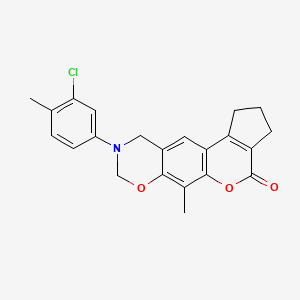molecular formula C22H20ClNO3 B12183995 9-(3-chloro-4-methylphenyl)-6-methyl-2,3,9,10-tetrahydro-8H-cyclopenta[3,4]chromeno[6,7-e][1,3]oxazin-4(1H)-one 