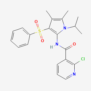 molecular formula C21H22ClN3O3S B12184131 2-chloro-N-[4,5-dimethyl-3-(phenylsulfonyl)-1-(propan-2-yl)-1H-pyrrol-2-yl]pyridine-3-carboxamide 