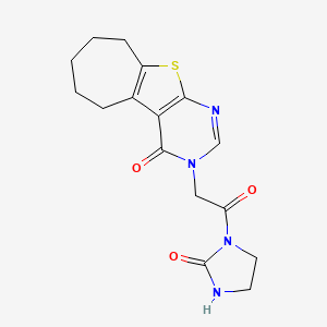 molecular formula C16H18N4O3S B12184160 3-[2-oxo-2-(2-oxoimidazolidin-1-yl)ethyl]-3,5,6,7,8,9-hexahydro-4H-cyclohepta[4,5]thieno[2,3-d]pyrimidin-4-one 
