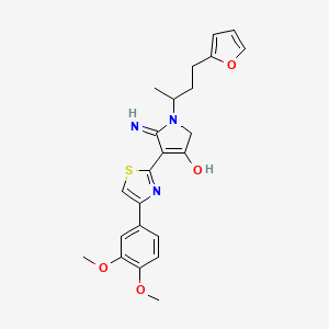 molecular formula C23H25N3O4S B12184176 5-amino-4-[4-(3,4-dimethoxyphenyl)-1,3-thiazol-2-yl]-1-[4-(furan-2-yl)butan-2-yl]-1,2-dihydro-3H-pyrrol-3-one 