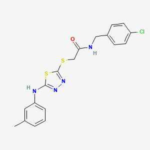 molecular formula C18H17ClN4OS2 B12184211 N-[(4-chlorophenyl)methyl]-2-({5-[(3-methylphenyl)amino]-1,3,4-thiadiazol-2-yl}sulfanyl)acetamide 