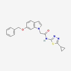 molecular formula C22H20N4O2S B12184242 1H-Indole-1-acetamide, N-(5-cyclopropyl-1,3,4-thiadiazol-2-yl)-6-(phenylmethoxy)- CAS No. 1219566-15-0