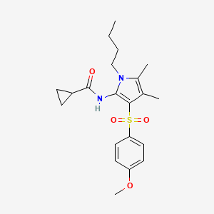 molecular formula C21H28N2O4S B12184344 N-{1-butyl-3-[(4-methoxyphenyl)sulfonyl]-4,5-dimethyl-1H-pyrrol-2-yl}cyclopropanecarboxamide 