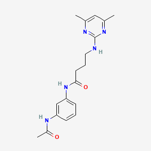 molecular formula C18H23N5O2 B12184358 N-(3-acetamidophenyl)-4-((4,6-dimethylpyrimidin-2-yl)amino)butanamide 
