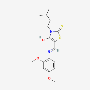 molecular formula C17H22N2O3S2 B12184377 (5E)-5-{[(2,4-dimethoxyphenyl)amino]methylidene}-3-(3-methylbutyl)-2-thioxo-1,3-thiazolidin-4-one 