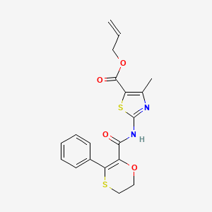 molecular formula C19H18N2O4S2 B12184392 Prop-2-en-1-yl 4-methyl-2-{[(3-phenyl-5,6-dihydro-1,4-oxathiin-2-yl)carbonyl]amino}-1,3-thiazole-5-carboxylate 