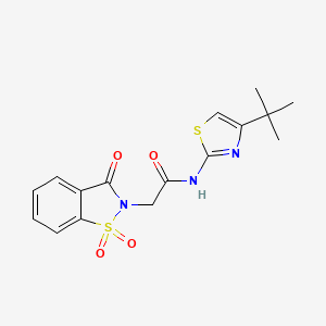 molecular formula C16H17N3O4S2 B12184397 N-(4-tert-butyl-1,3-thiazol-2-yl)-2-(1,1-dioxido-3-oxo-1,2-benzothiazol-2(3H)-yl)acetamide 
