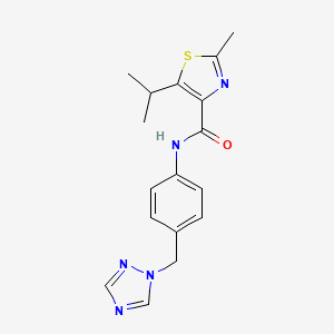 molecular formula C17H19N5OS B12184432 2-methyl-5-(propan-2-yl)-N-[4-(1H-1,2,4-triazol-1-ylmethyl)phenyl]-1,3-thiazole-4-carboxamide 