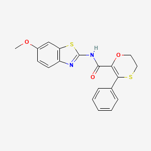 molecular formula C19H16N2O3S2 B12184448 N-[(2Z)-6-methoxy-1,3-benzothiazol-2(3H)-ylidene]-3-phenyl-5,6-dihydro-1,4-oxathiine-2-carboxamide 