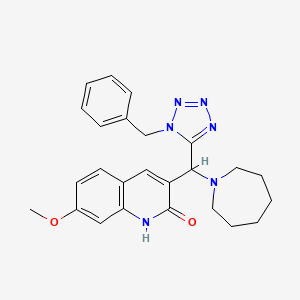 3-[1-azepanyl-[1-(phenylmethyl)-5-tetrazolyl]methyl]-7-methoxy-1H-quinolin-2-one