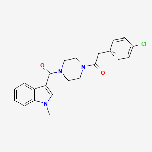 molecular formula C22H22ClN3O2 B12184480 2-(4-chlorophenyl)-1-{4-[(1-methyl-1H-indol-3-yl)carbonyl]piperazin-1-yl}ethanone 