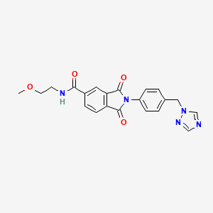 molecular formula C21H19N5O4 B12184499 N-(2-methoxyethyl)-1,3-dioxo-2-[4-(1H-1,2,4-triazol-1-ylmethyl)phenyl]-2,3-dihydro-1H-isoindole-5-carboxamide 