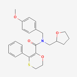 molecular formula C24H27NO4S B12184518 N-(4-methoxybenzyl)-3-phenyl-N-(tetrahydrofuran-2-ylmethyl)-5,6-dihydro-1,4-oxathiine-2-carboxamide 