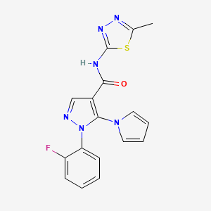 molecular formula C17H13FN6OS B12184532 1-(2-fluorophenyl)-N-(5-methyl-1,3,4-thiadiazol-2-yl)-5-(1H-pyrrol-1-yl)-1H-pyrazole-4-carboxamide 