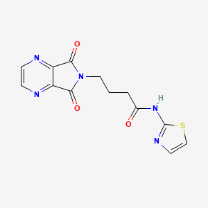 molecular formula C13H11N5O3S B12184546 4-(5,7-dioxo-5,7-dihydro-6H-pyrrolo[3,4-b]pyrazin-6-yl)-N-(1,3-thiazol-2-yl)butanamide 