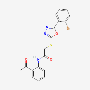 molecular formula C18H14BrN3O3S B12184626 N-(2-acetylphenyl)-2-{[5-(2-bromophenyl)-1,3,4-oxadiazol-2-yl]sulfanyl}acetamide 