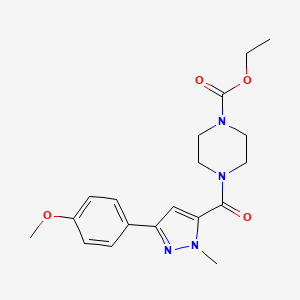 molecular formula C19H24N4O4 B12184688 ethyl 4-{[3-(4-methoxyphenyl)-1-methyl-1H-pyrazol-5-yl]carbonyl}piperazine-1-carboxylate 