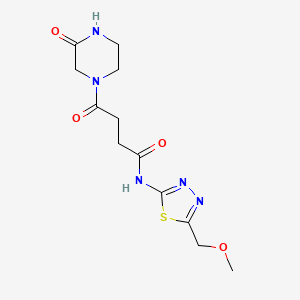 molecular formula C12H17N5O4S B12184766 N-[(2Z)-5-(methoxymethyl)-1,3,4-thiadiazol-2(3H)-ylidene]-4-oxo-4-(3-oxopiperazin-1-yl)butanamide 