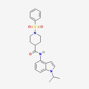 molecular formula C23H27N3O3S B12184841 1-(phenylsulfonyl)-N-[1-(propan-2-yl)-1H-indol-4-yl]piperidine-4-carboxamide 