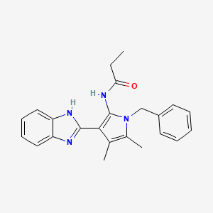 molecular formula C23H24N4O B12184896 N-[3-(1H-benzimidazol-2-yl)-1-benzyl-4,5-dimethyl-1H-pyrrol-2-yl]propanamide 