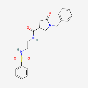 molecular formula C20H23N3O4S B12184996 1-benzyl-5-oxo-N-{2-[(phenylsulfonyl)amino]ethyl}pyrrolidine-3-carboxamide 