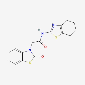 molecular formula C16H15N3O2S2 B1218500 2-(2-oxo-1,3-benzothiazol-3-yl)-N-(4,5,6,7-tetrahydro-1,3-benzothiazol-2-yl)acetamide 
