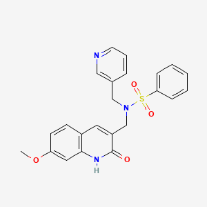N-[(7-methoxy-2-oxo-1H-quinolin-3-yl)methyl]-N-(3-pyridinylmethyl)benzenesulfonamide