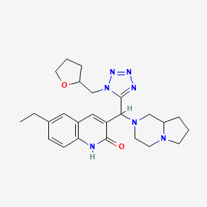 3-[3,4,6,7,8,8a-hexahydro-1H-pyrrolo[1,2-a]pyrazin-2-yl-[1-(2-oxolanylmethyl)-5-tetrazolyl]methyl]-6-ethyl-1H-quinolin-2-one